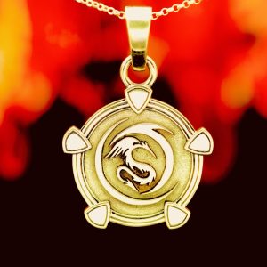 14k White / Gold Dragon Pendant – Pure Light, Silent Power